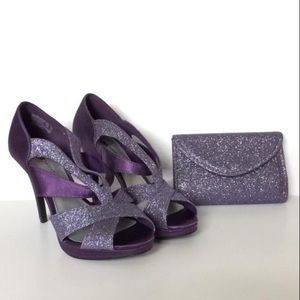 Fioni Purple Heels w/ matching Purse